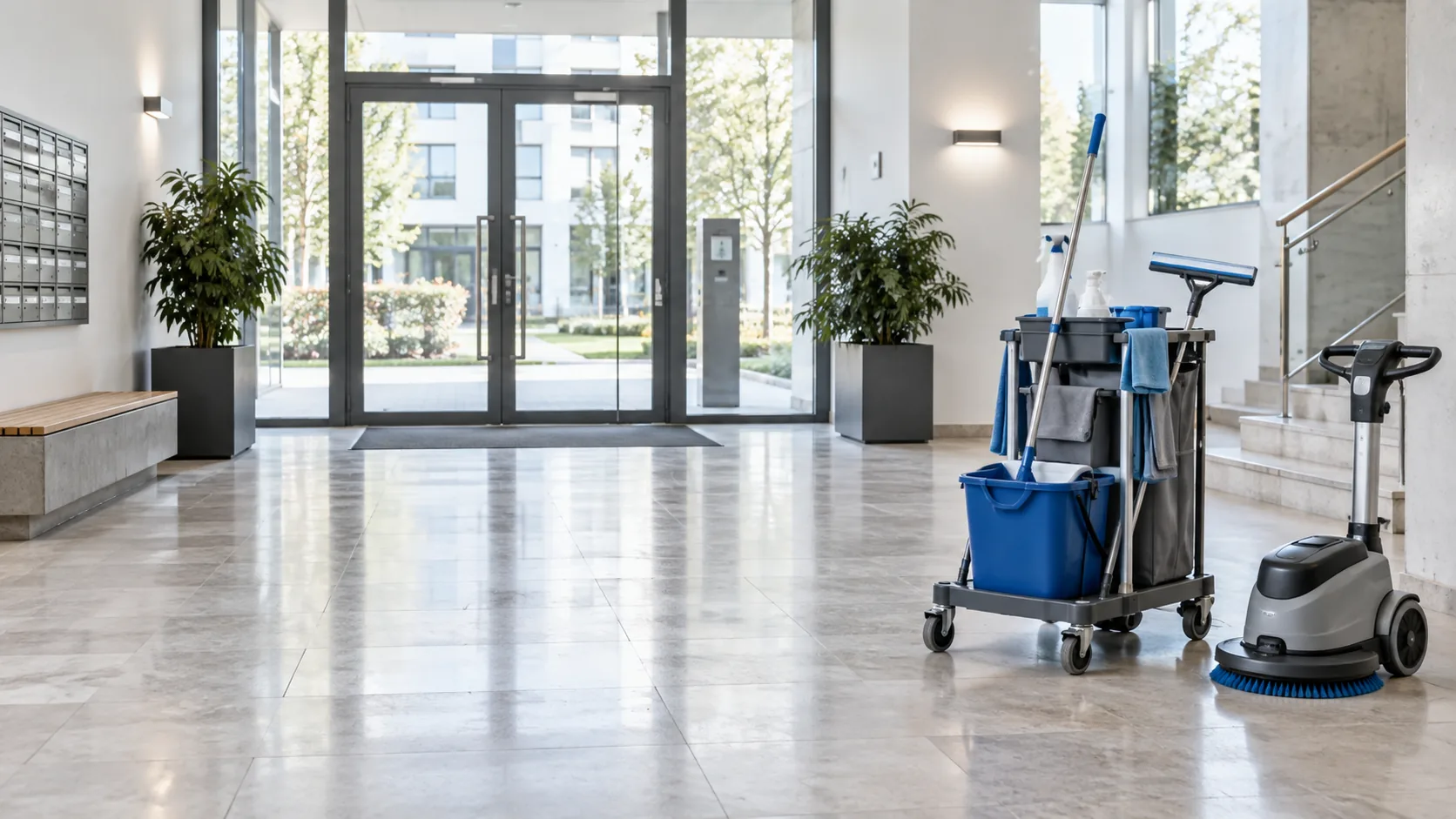 Gebäudereinigung: Treppenhaus, Büro, Glas